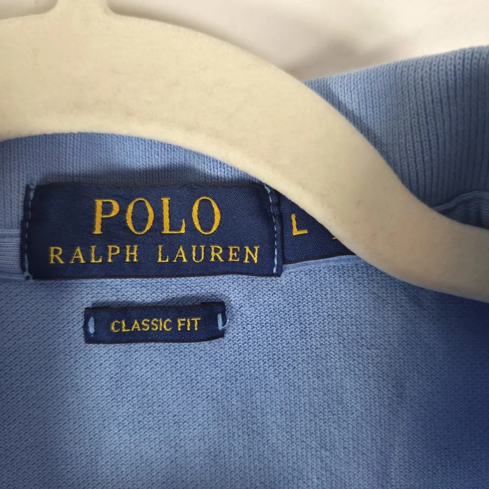 polo ralph lauren Mens Light Blue Polo Shirt Light Green Pony Size Lrg Classic‎